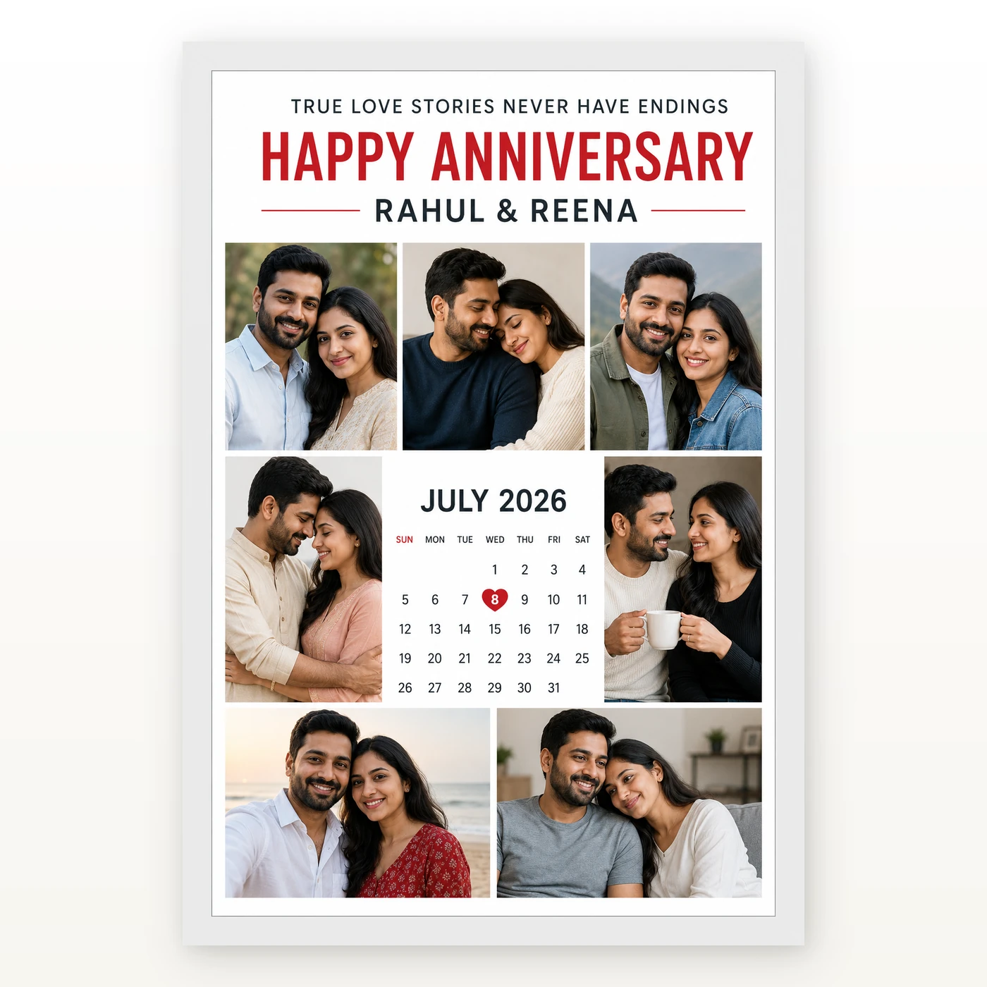 Wedding Anniversary Polaroid Strip Romantic Love Story Photo Frame, view 2