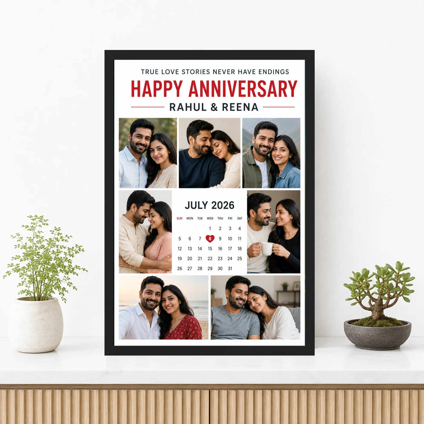 Wedding Anniversary Polaroid Strip Romantic Love Story Photo Frame, view 3