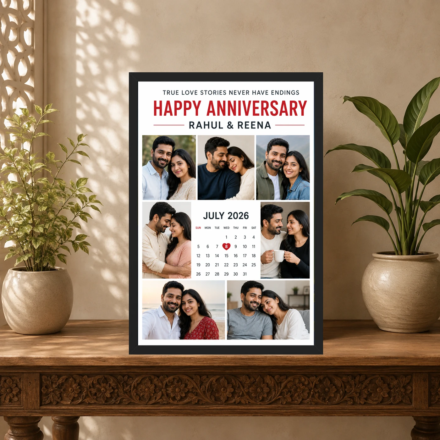 Wedding Anniversary Polaroid Strip Romantic Love Story Photo Frame, view 5
