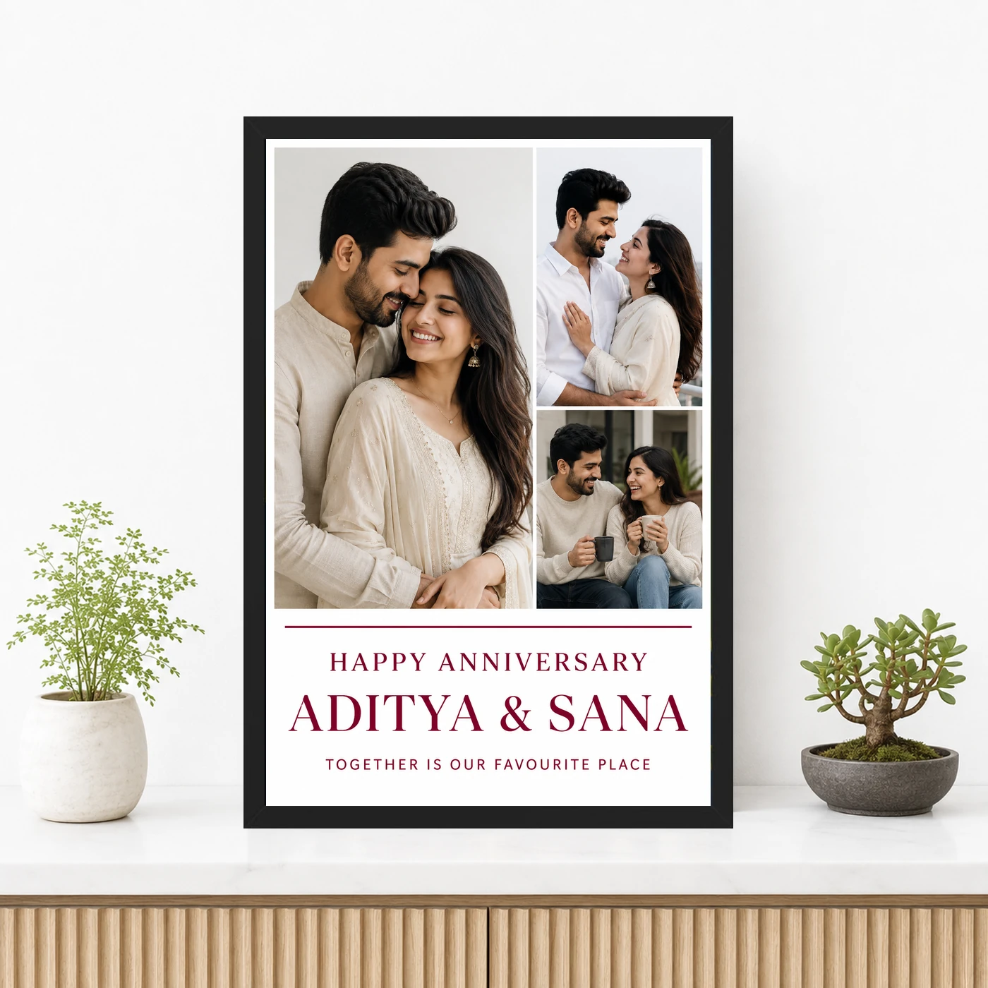 Wedding Anniversary Art Deco Couple Moonlit Romance Love Photo Frame, view 3