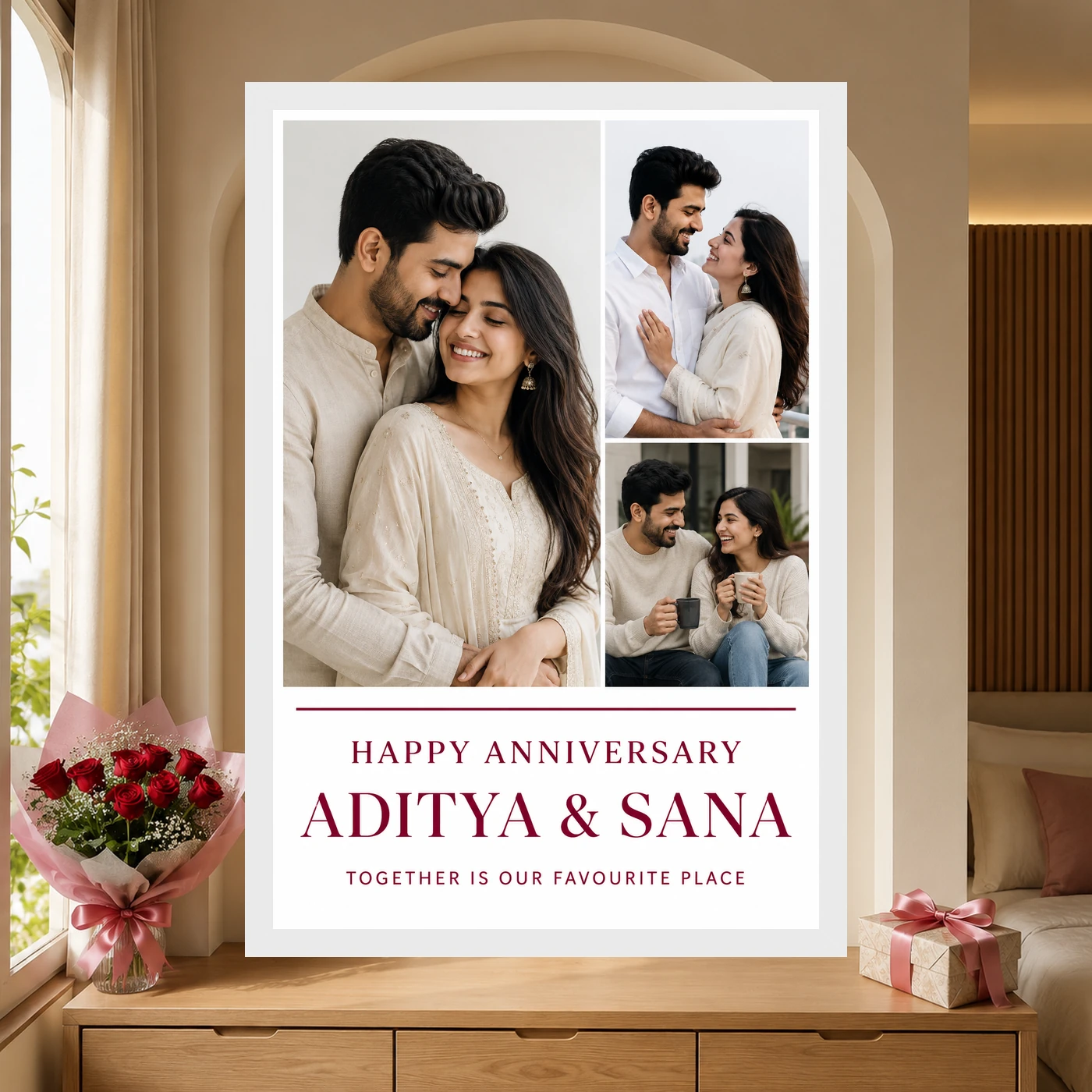 Wedding Anniversary Art Deco Couple Moonlit Romance Love Photo Frame, view 6