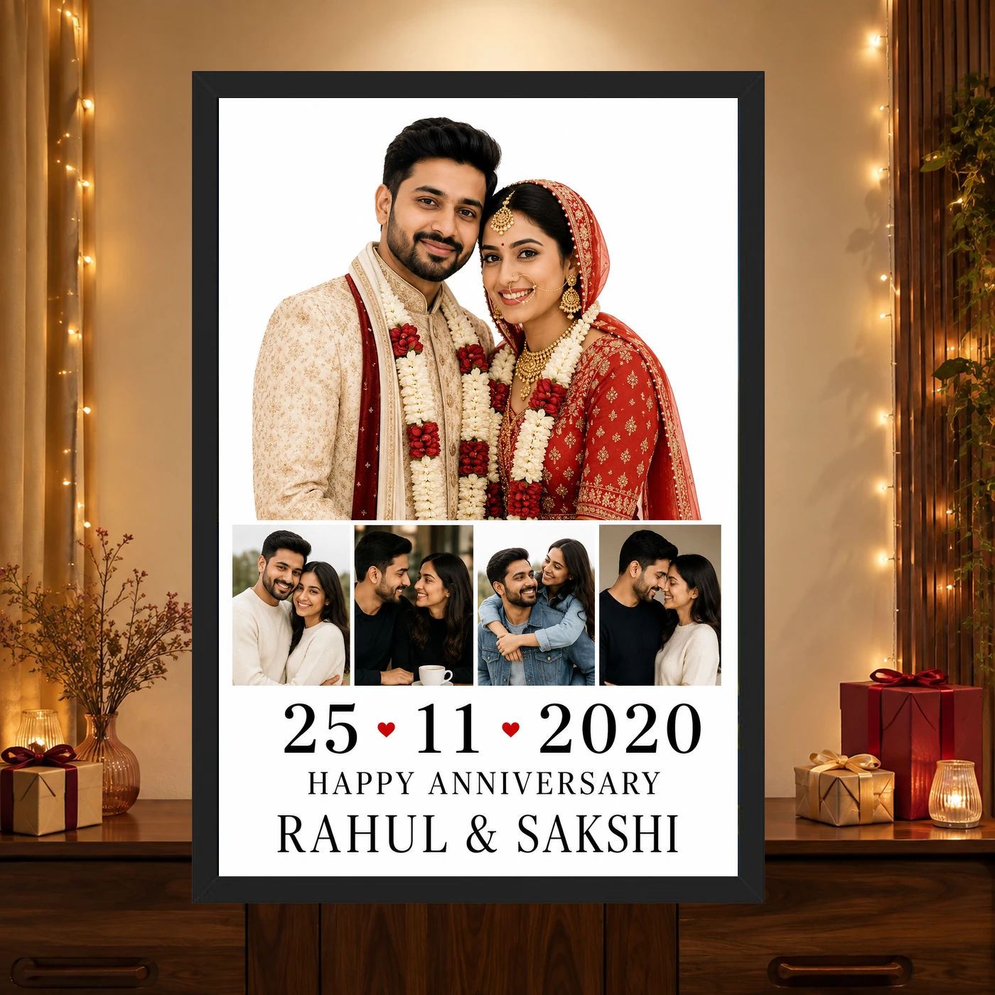 Wedding Photo Collage Frame Gold Script Timeless Love Photo Frame, view 4