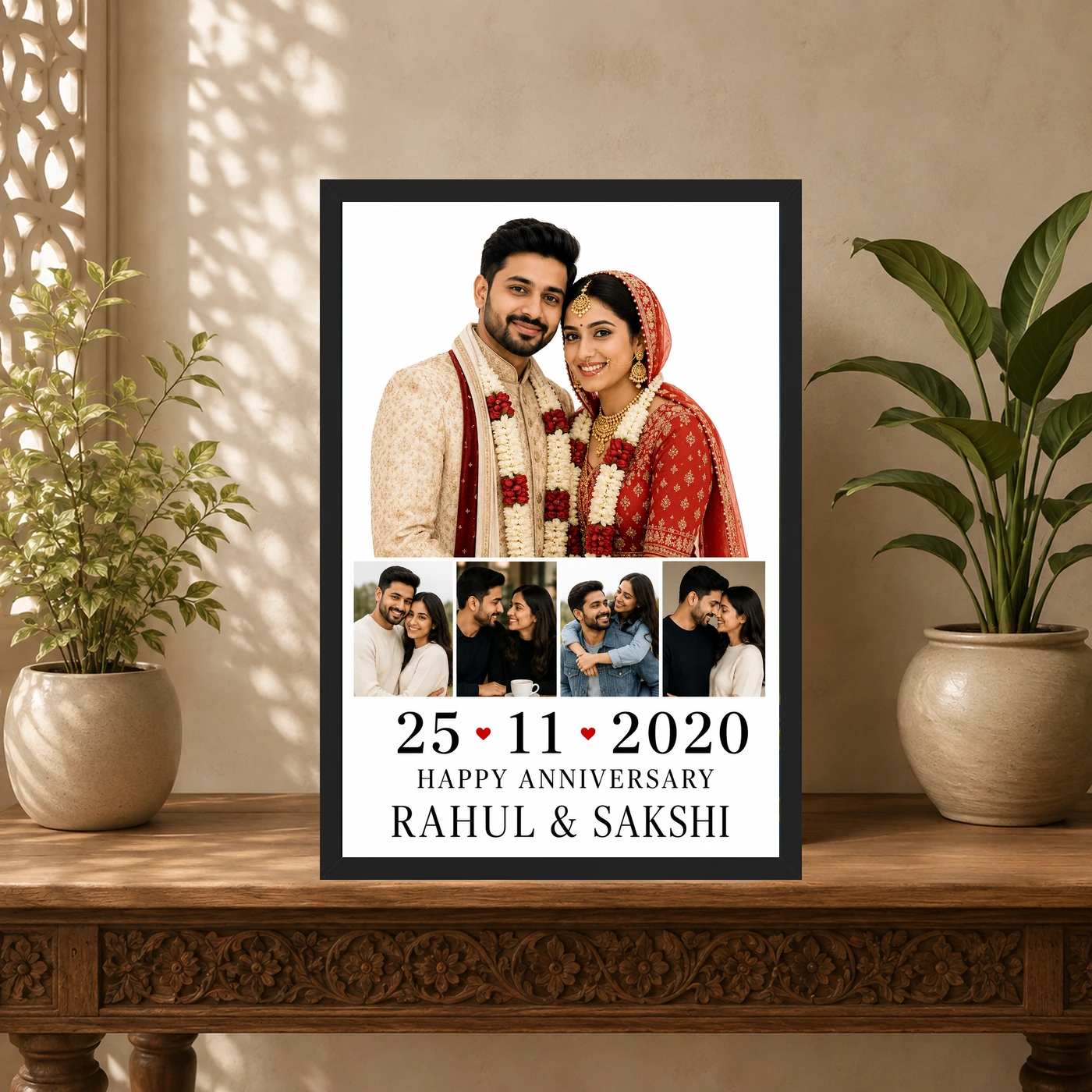 Wedding Photo Collage Frame Gold Script Timeless Love Photo Frame, view 5