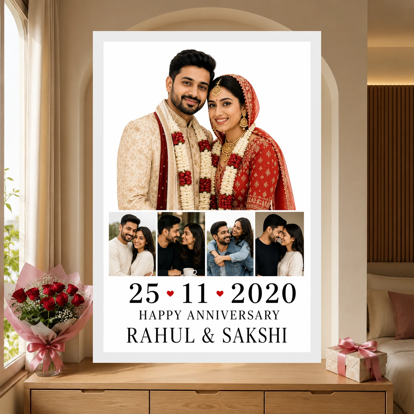 Wedding Photo Collage Frame Gold Script Timeless Love Photo Frame, view 6