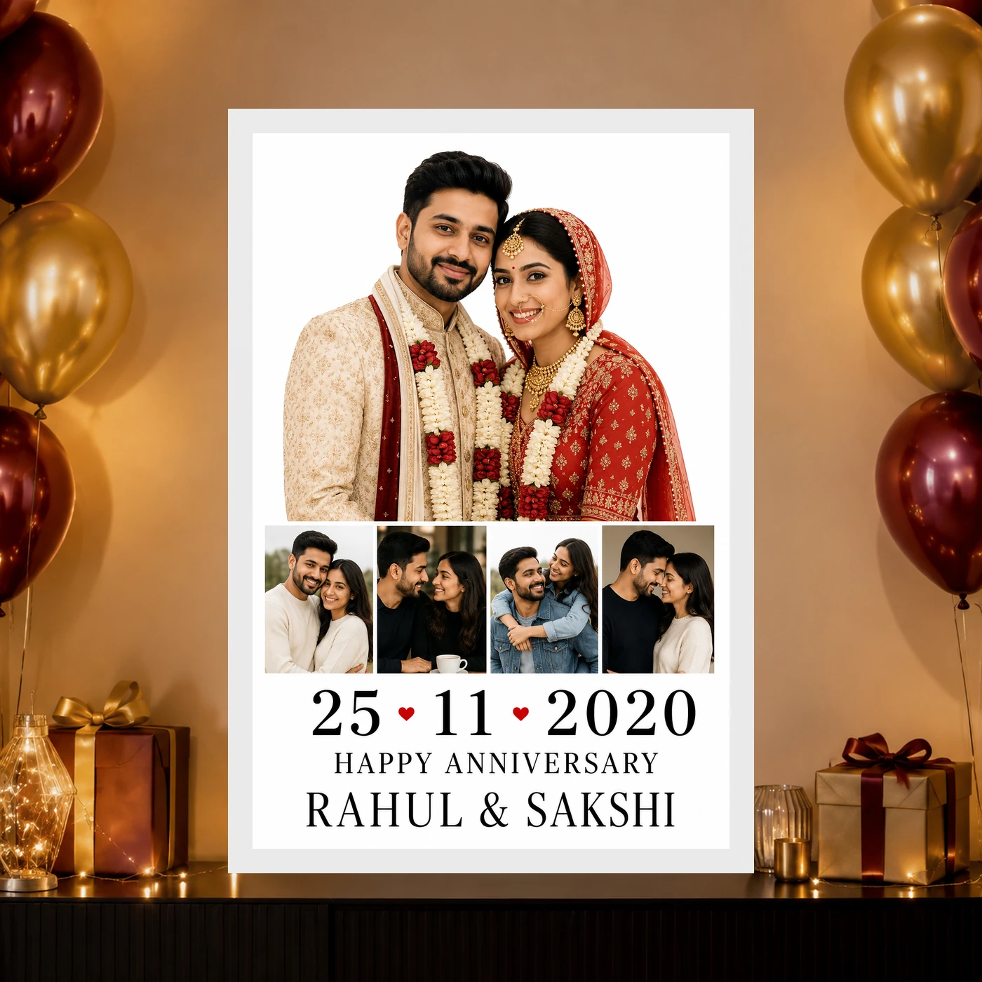 Wedding Photo Collage Frame Gold Script Timeless Love Photo Frame, view 10