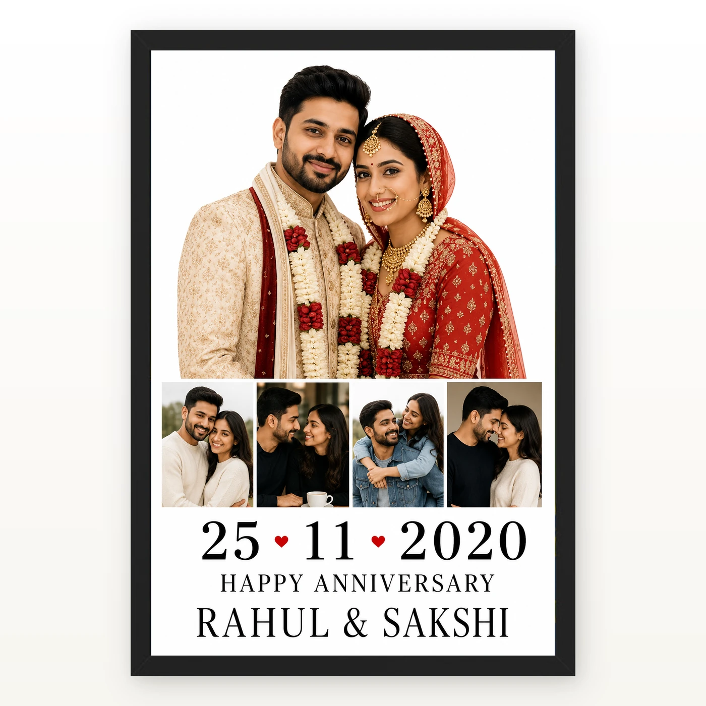 Wedding Photo Collage Frame Gold Script Timeless Love Photo Frame