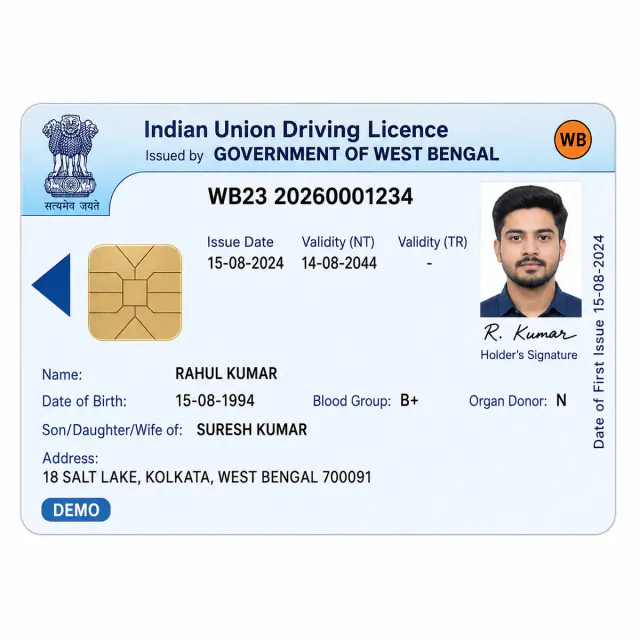 West Bengal Driving Licence PVC Card