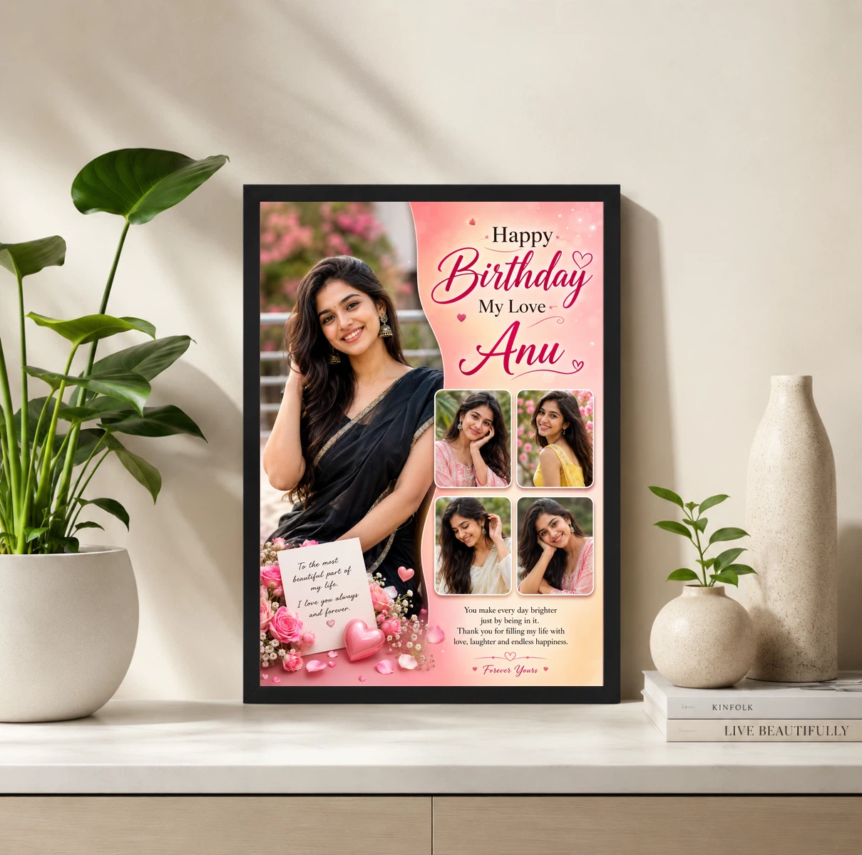 Wife Birthday Collage Photo Frame Romantic Style, view 2