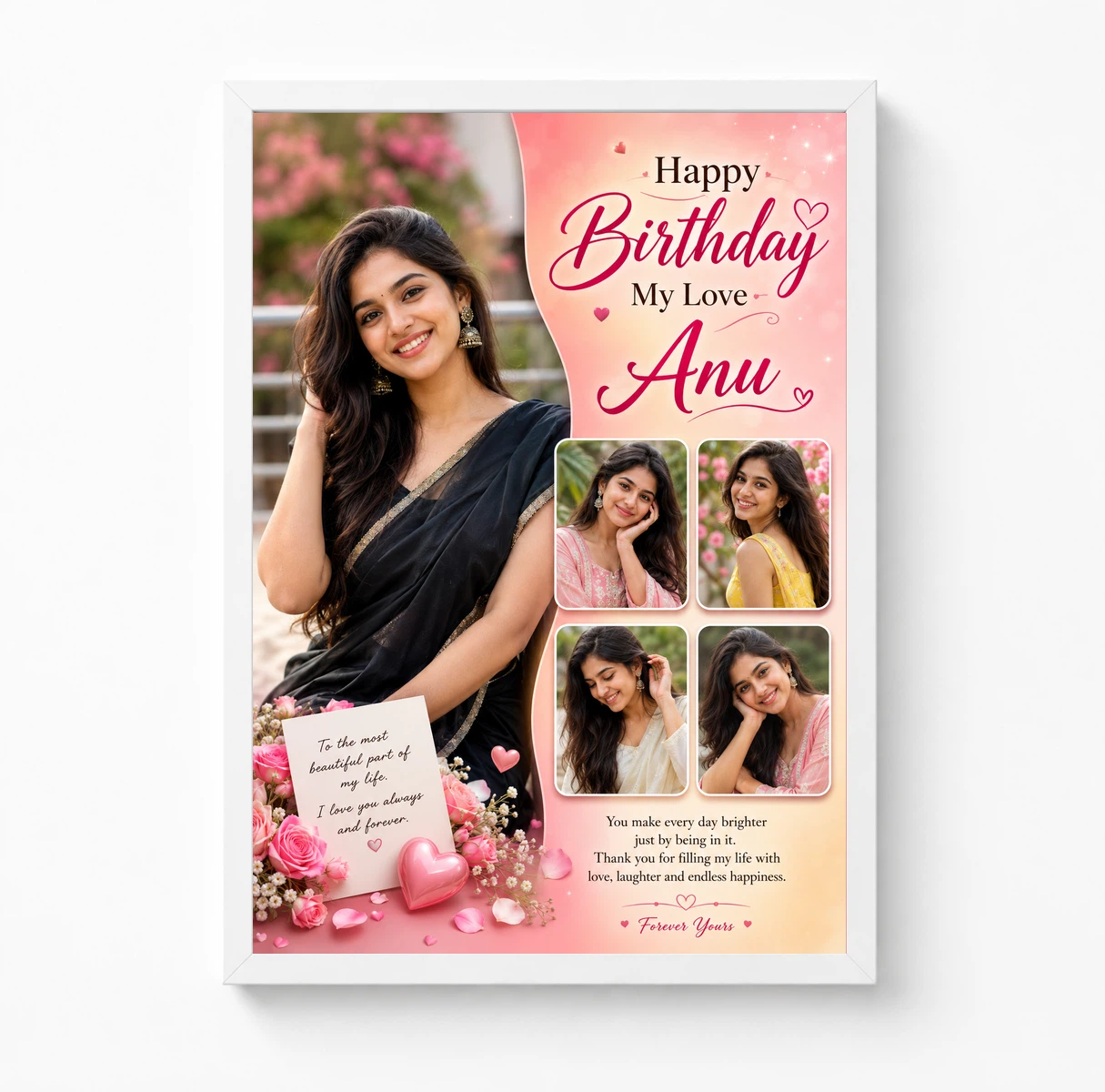 Wife Birthday Collage Photo Frame Romantic Style, view 3