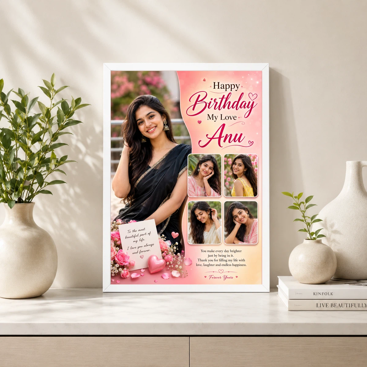 Wife Birthday Collage Photo Frame Romantic Style, view 4