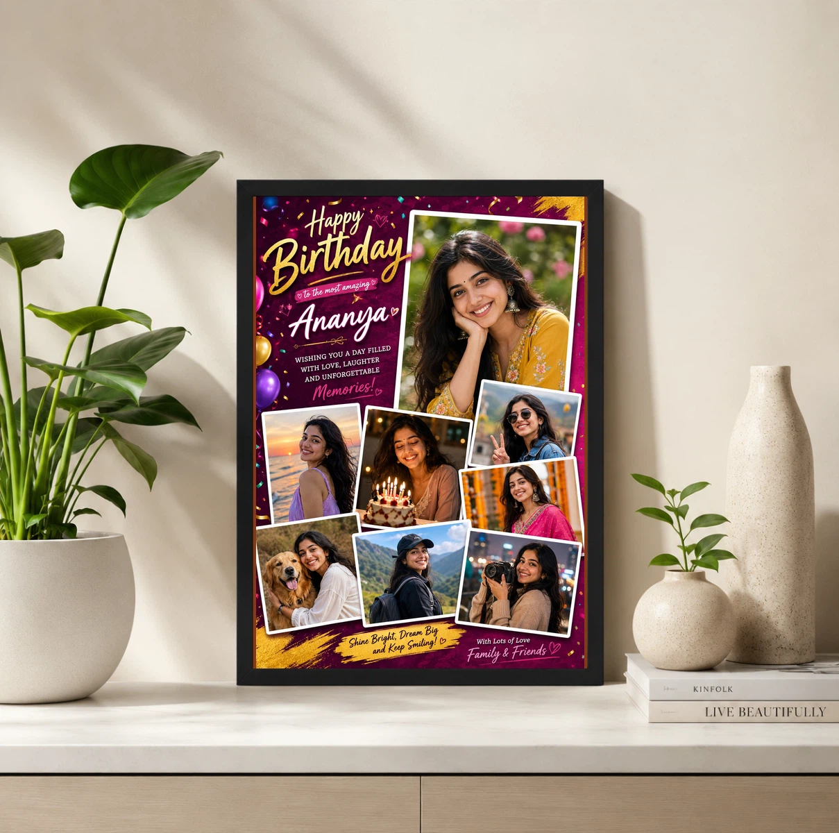 Wife Birthday Photo Frame Couple Warm Love Personalised, view 2