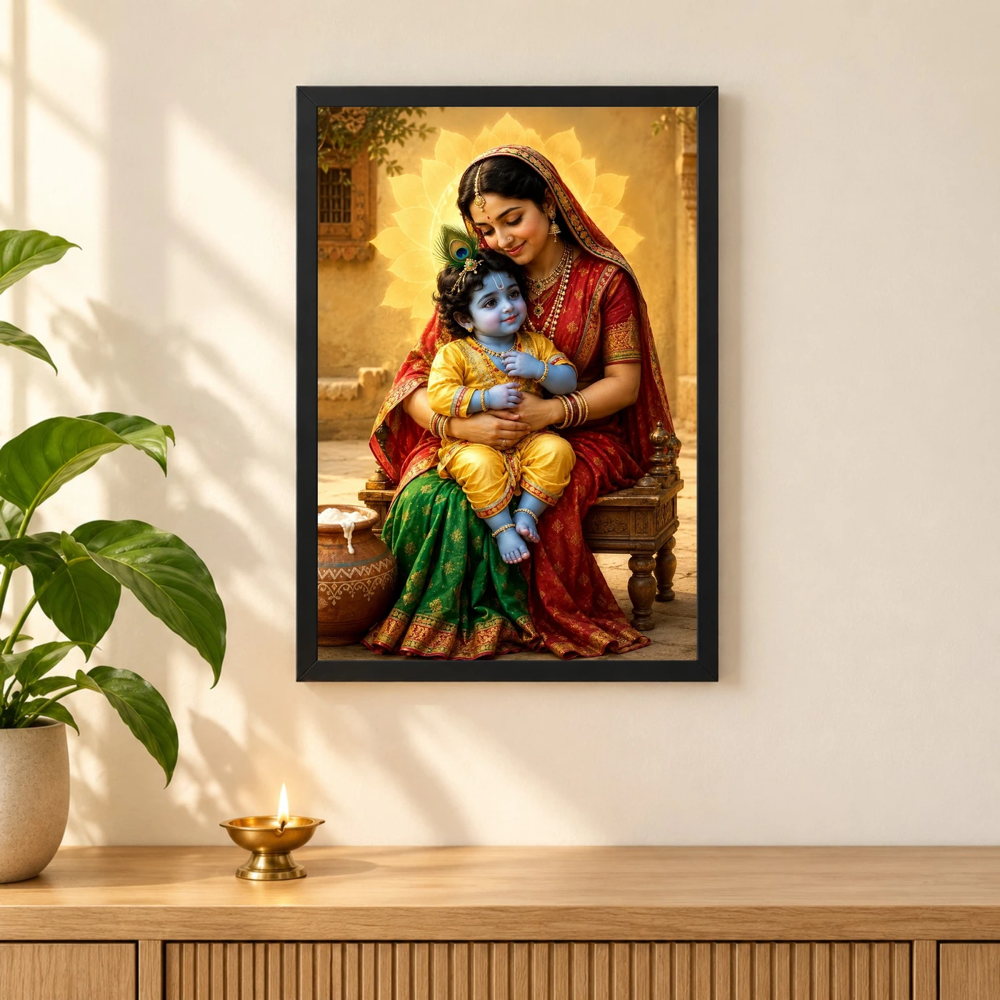 Yashoda with Bal Krishna — Divine Love Frame, view 3