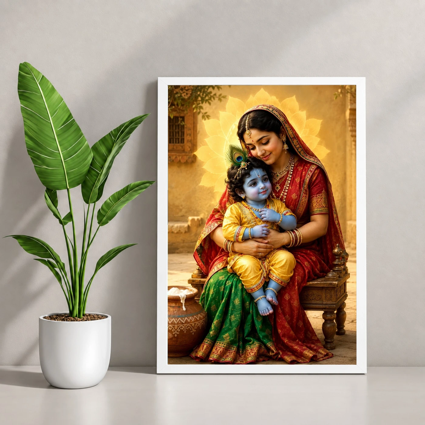 Yashoda with Bal Krishna — Divine Love Frame, view 4
