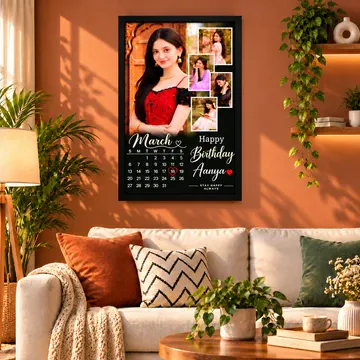 Heart Shape Photo Frame - Personalized, Terracotta wall above sofa