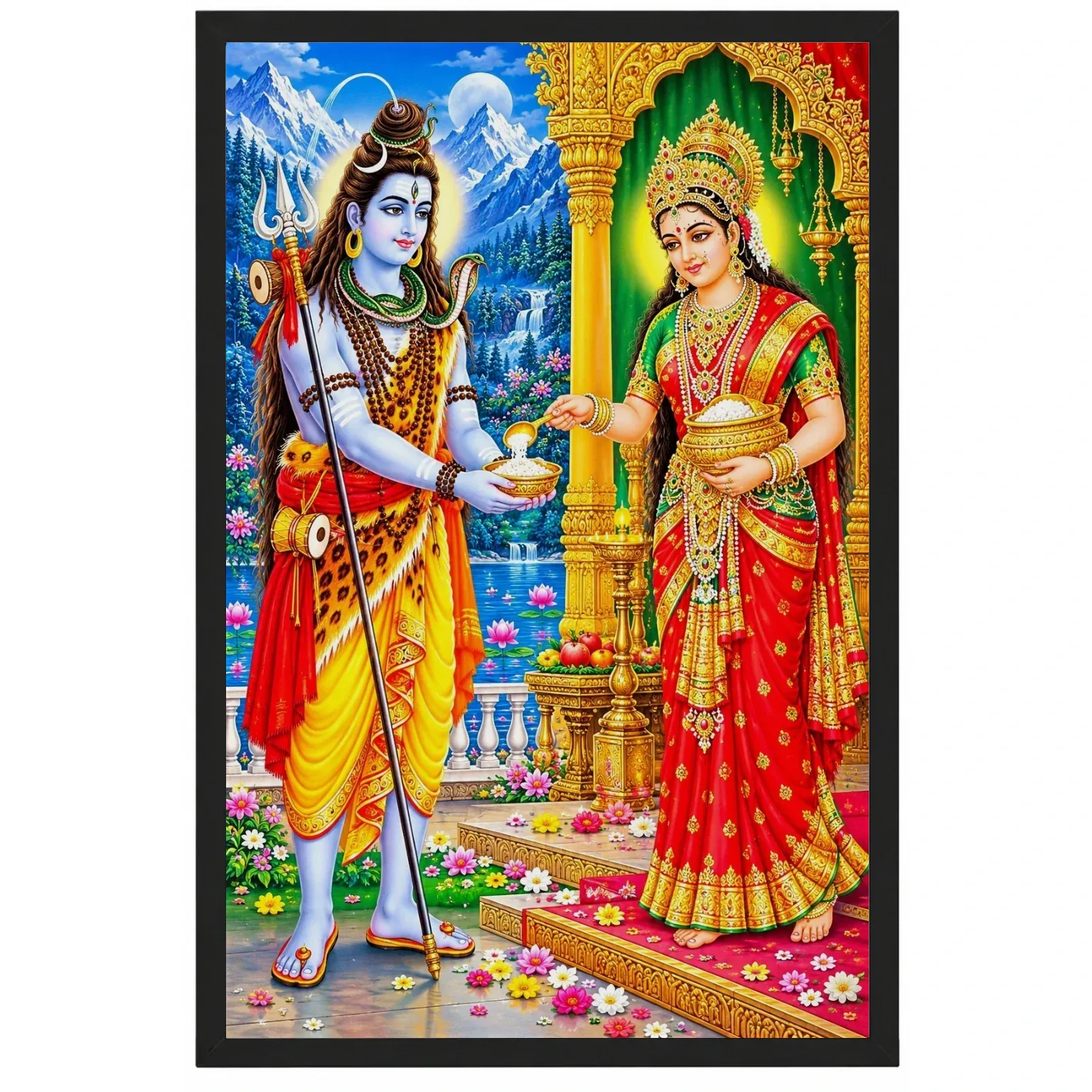 Annapurna Devi Traditional Indian Miniature-Inspired Devotional Art Photo Frame