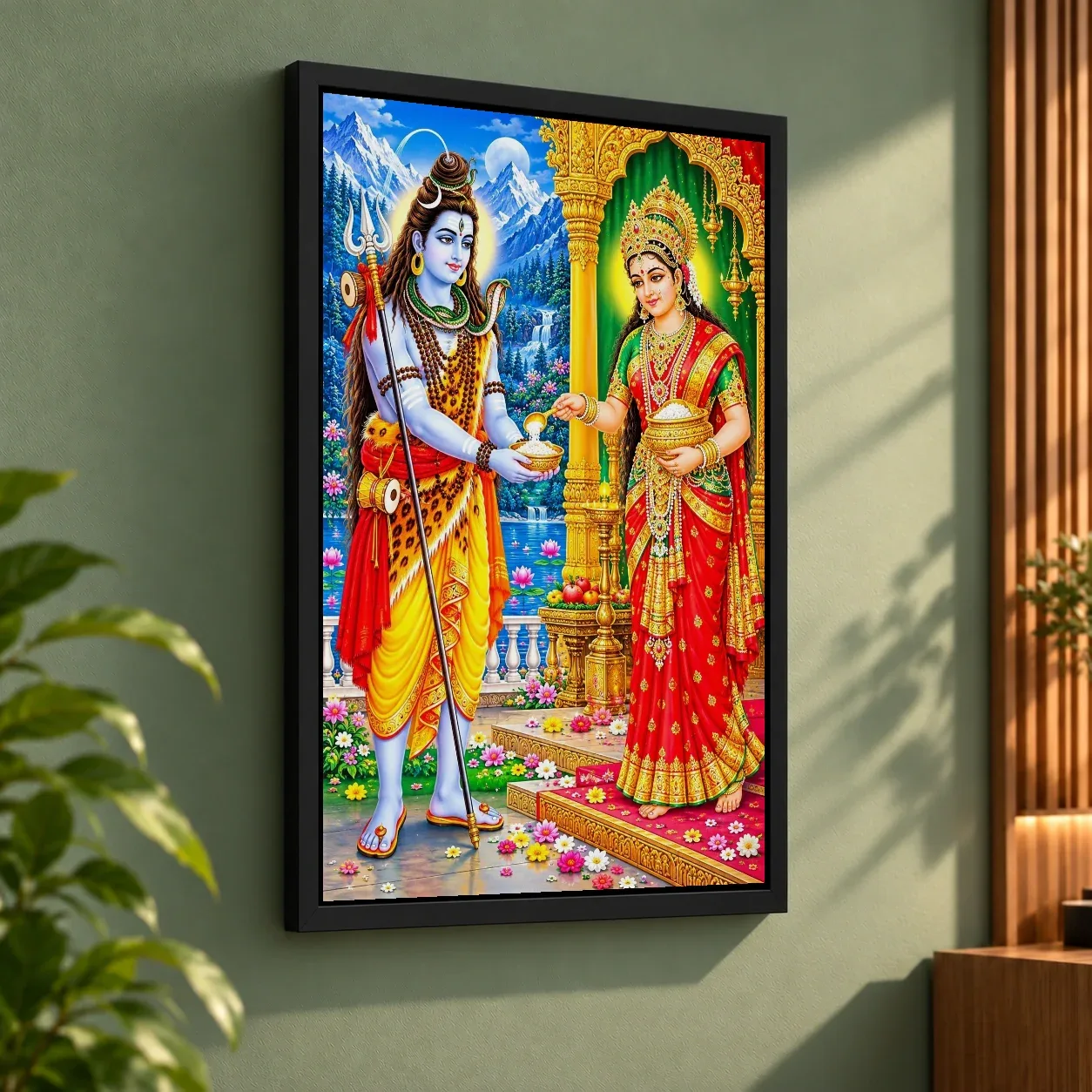 Annapurna Devi Traditional Indian Miniature-Inspired Devotional Art Photo Frame, view 3