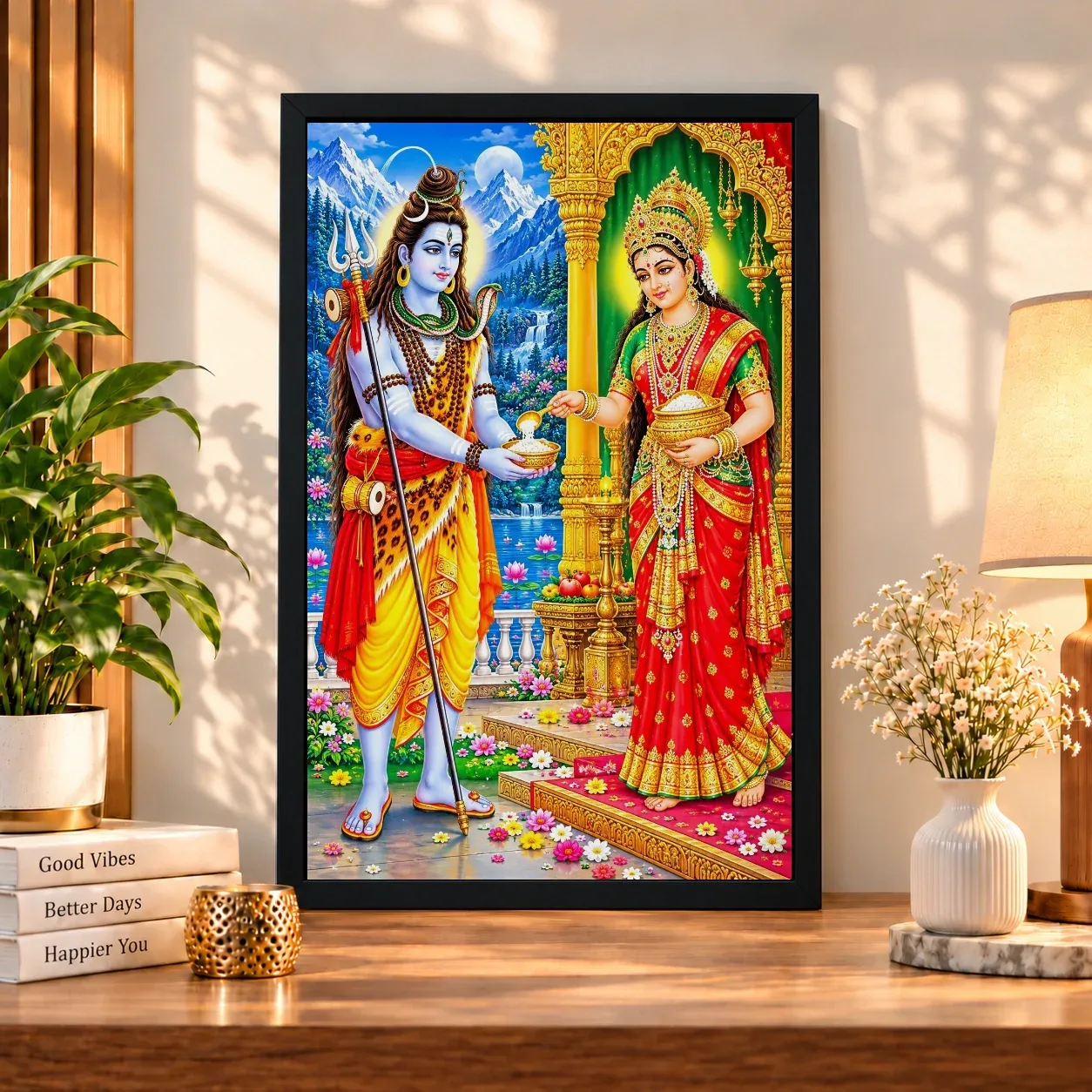 Annapurna Devi Traditional Indian Miniature-Inspired Devotional Art Photo Frame, view 4