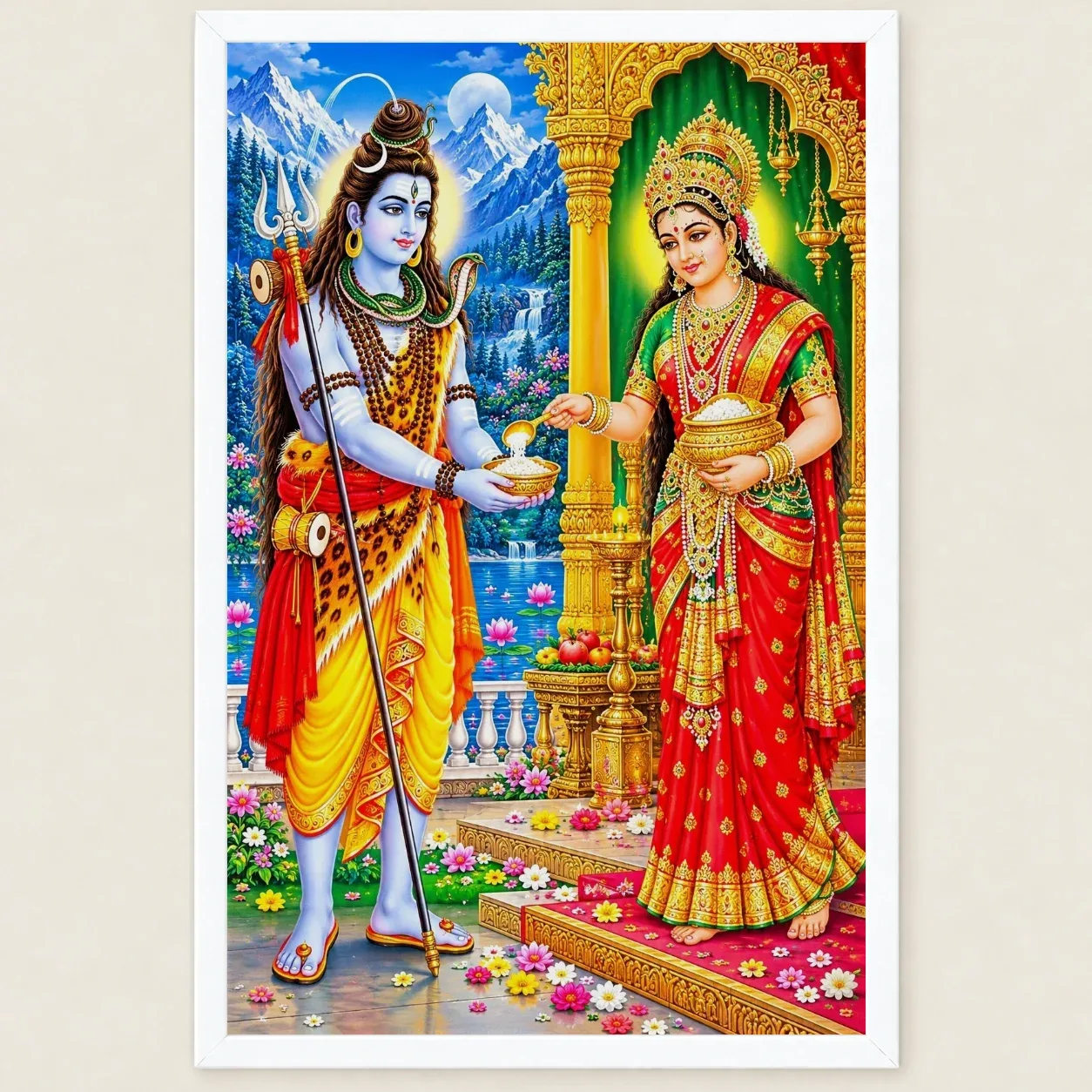 Annapurna Devi Traditional Indian Miniature-Inspired Devotional Art Photo Frame, view 6