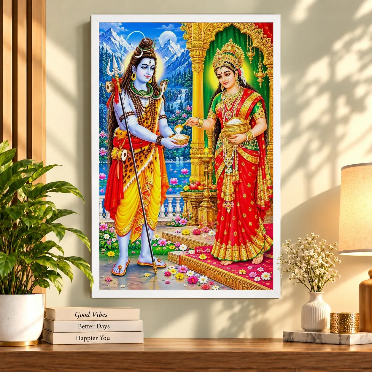 Annapurna Devi Traditional Indian Miniature-Inspired Devotional Art Photo Frame, view 8