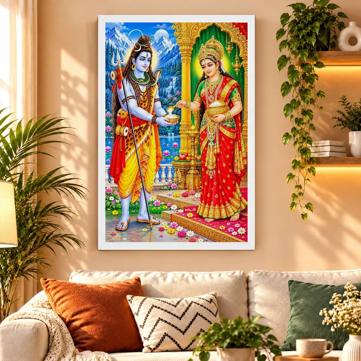 Annapurna Devi Traditional Indian Miniature-Inspired Devotional Art Photo Frame, view 9