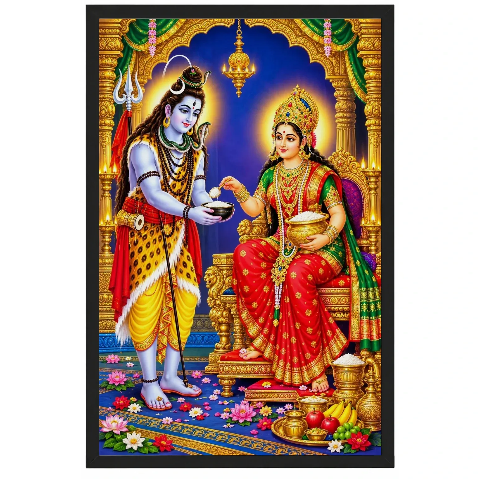 Annapurna Devi Ornate Golden Temple Darshan Photo Frame