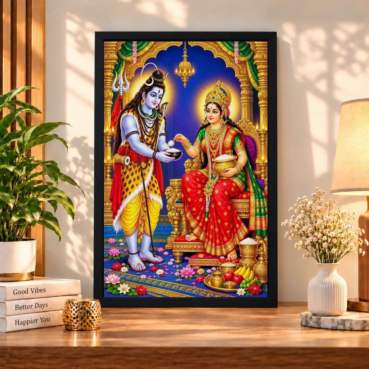 Annapurna Devi Ornate Golden Temple Darshan Photo Frame, view 4