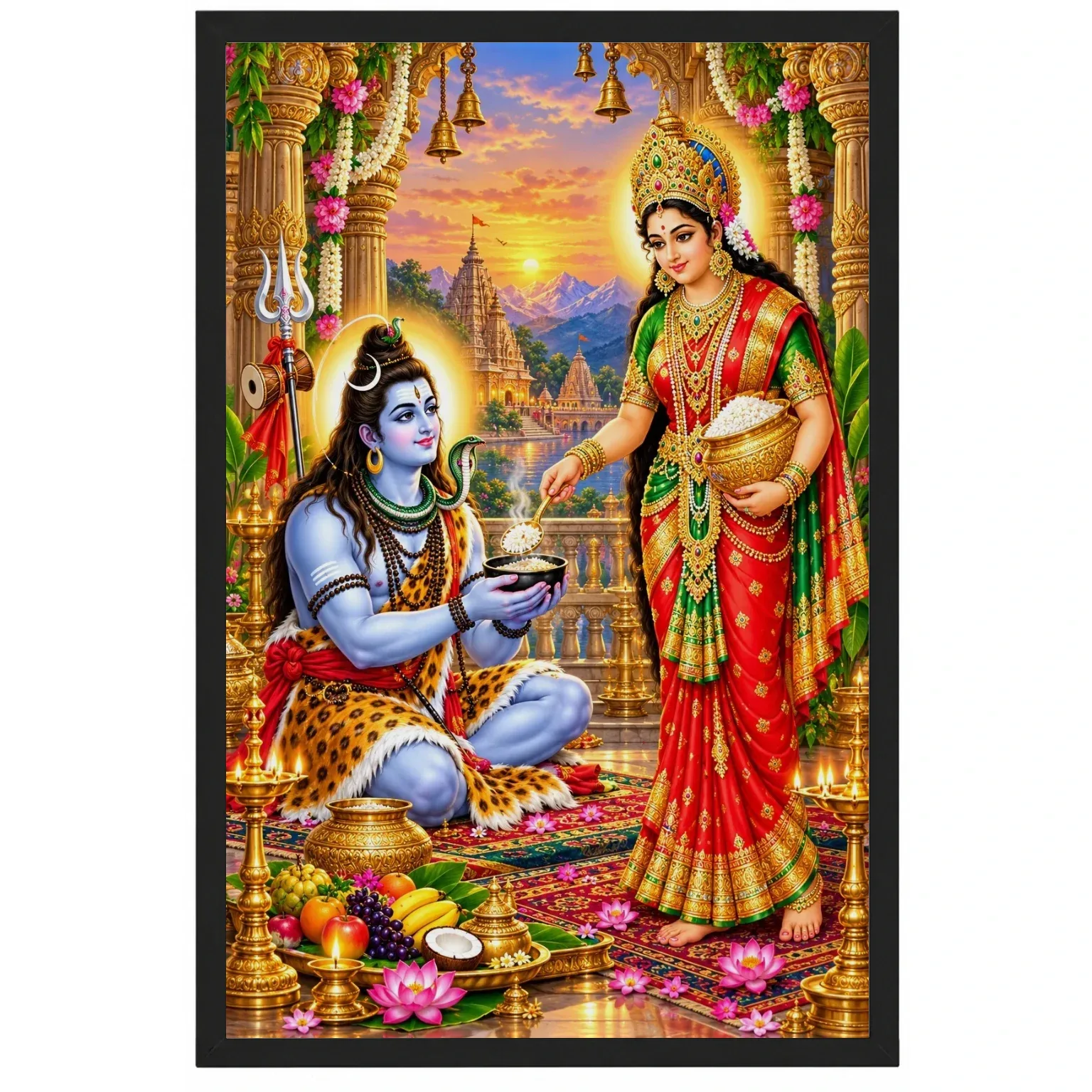 Annapurna Devi Serene Sunrise Blessing Photo Frame