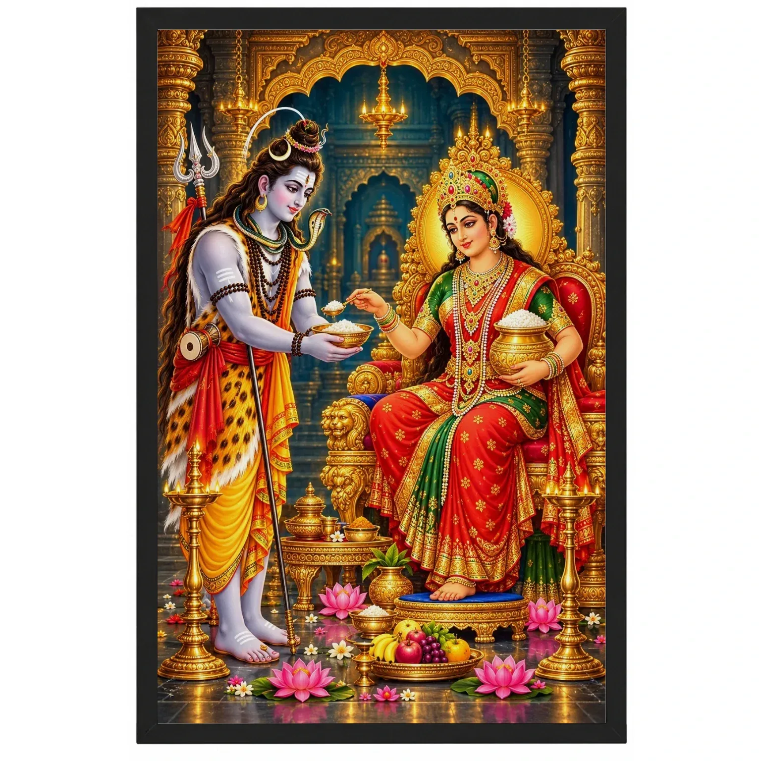 Annapurna Devi Lotus And Diya Radiance Photo Frame