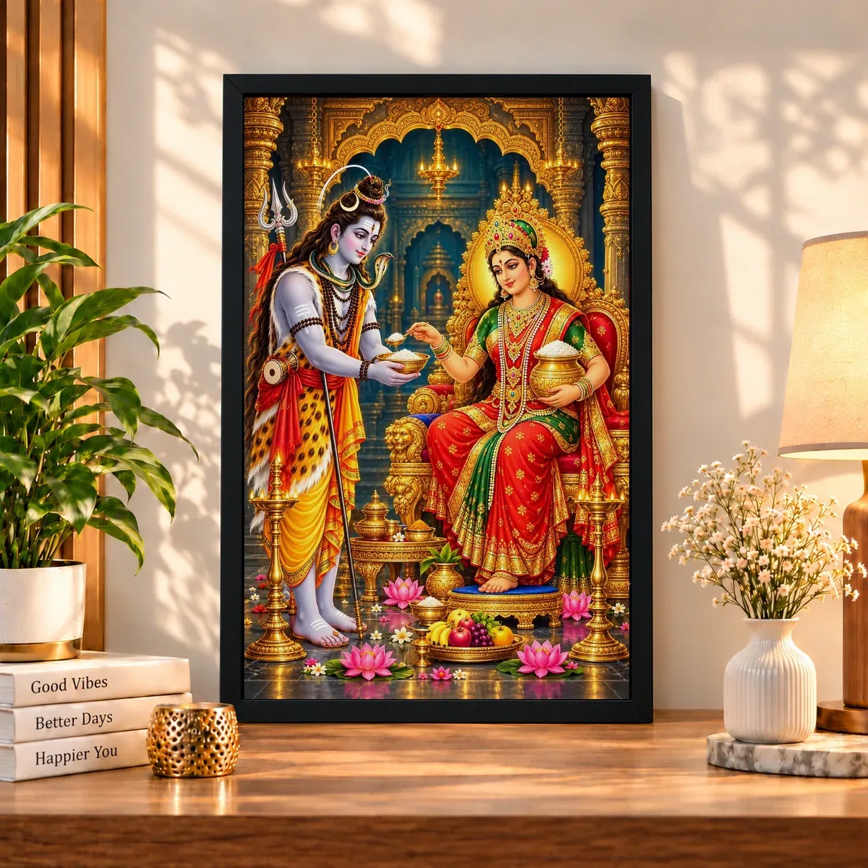 Annapurna Devi Lotus And Diya Radiance Photo Frame, view 4