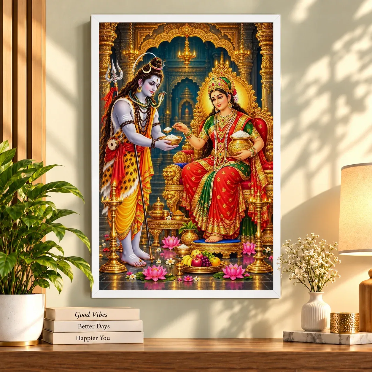Annapurna Devi Lotus And Diya Radiance Photo Frame, view 8