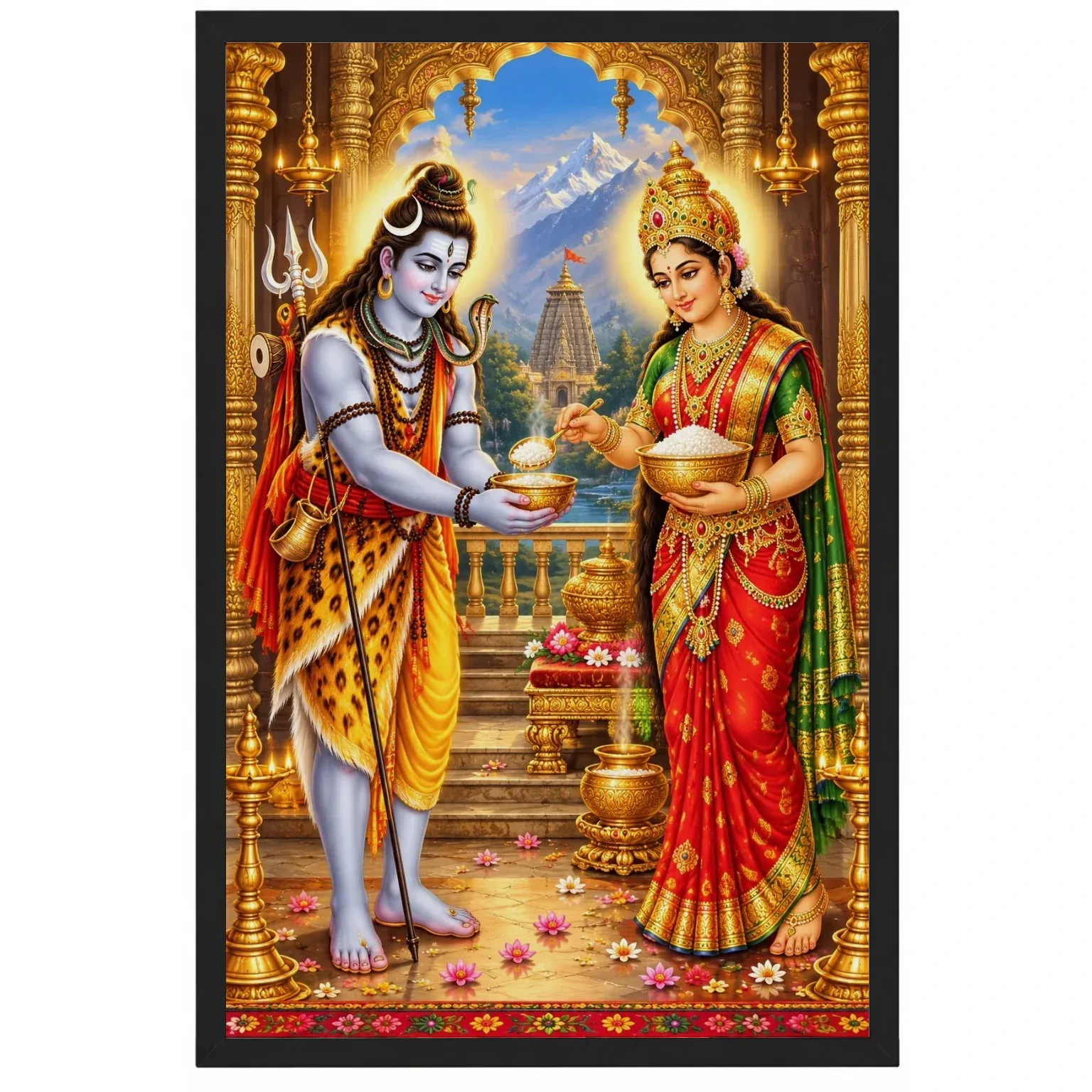 Annapurna Devi Vivid Premium Spiritual Poster Art Photo Frame