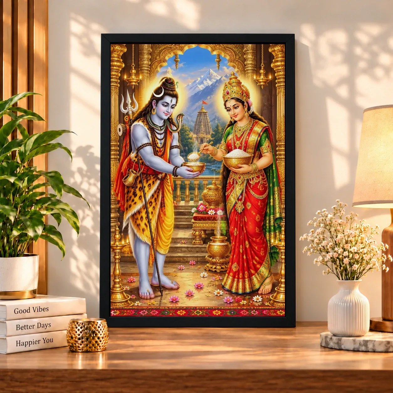 Annapurna Devi Vivid Premium Spiritual Poster Art Photo Frame, view 4