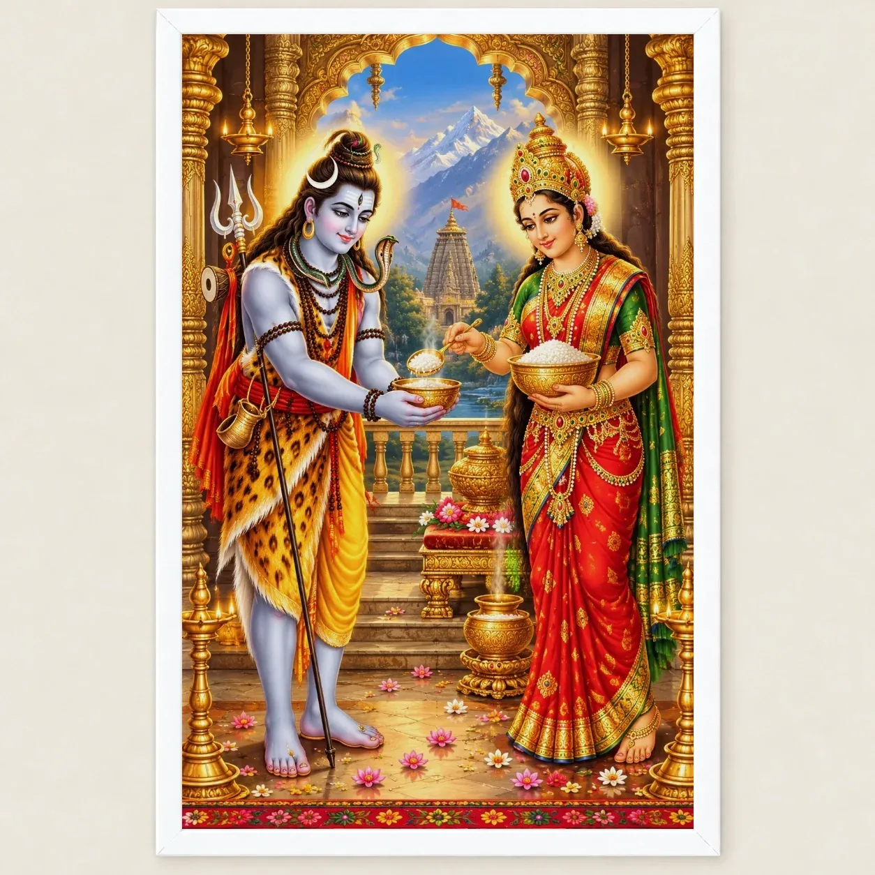 Annapurna Devi Vivid Premium Spiritual Poster Art Photo Frame, view 6