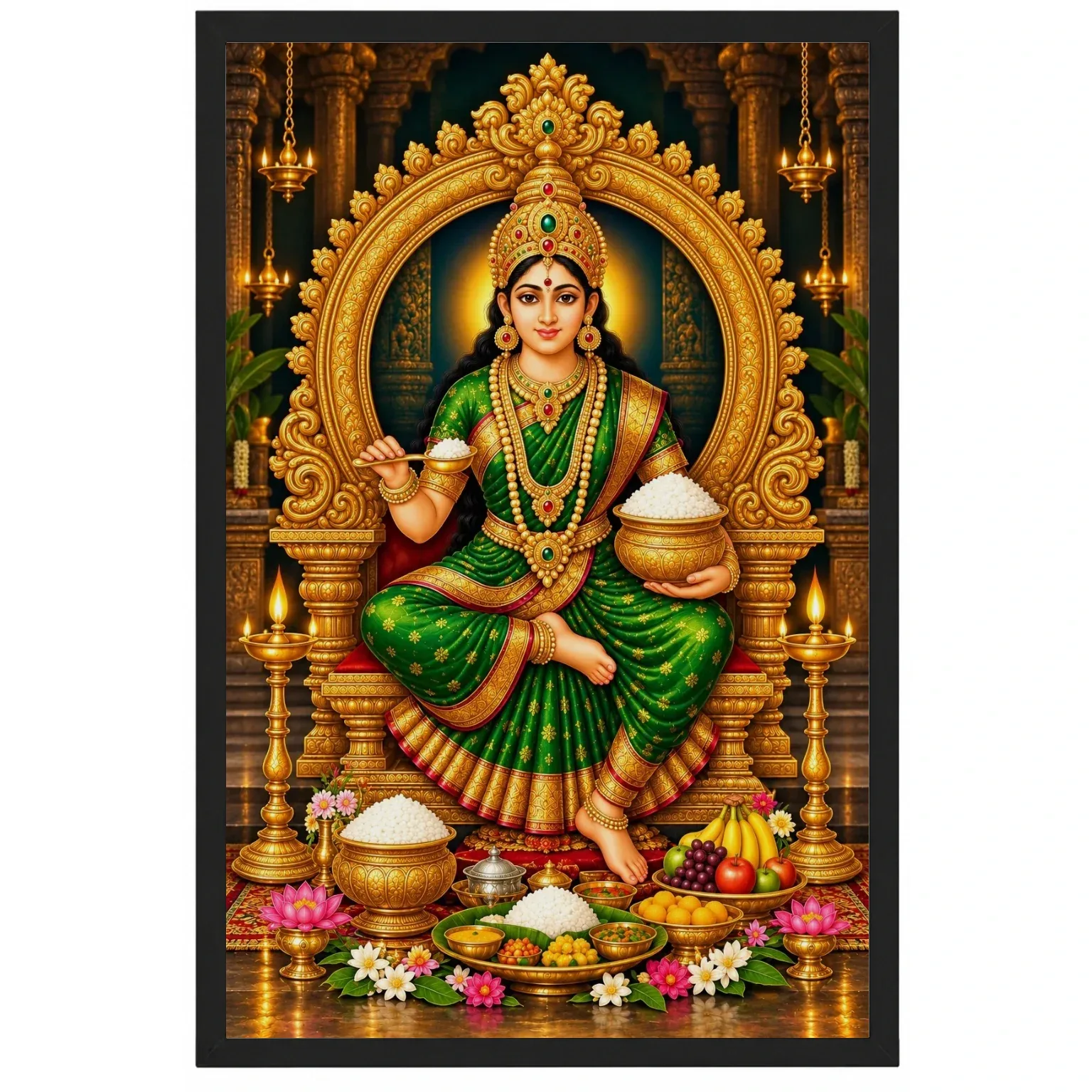 Annapurna Devi Peaceful Home Mandir Composition Photo Frame