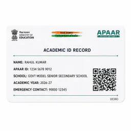 Back of the APAAR ID PVC card with the Academic ID Record panel