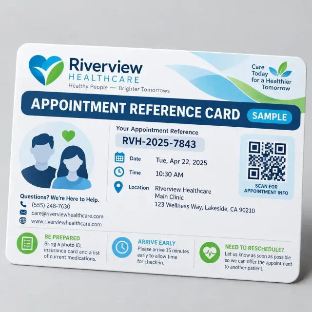 Appointment Reference Card Printing