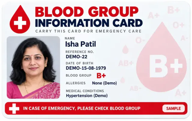 Blood Group Information Card Printing