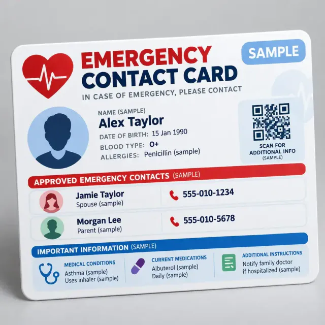 Emergency Contact Card Printing
