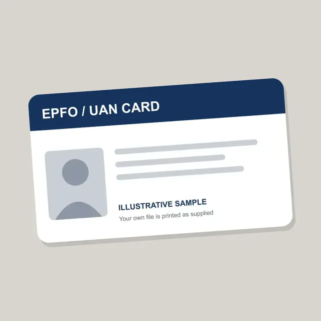 EPFO PVC card with UAN details printed on a wallet-size PVC card