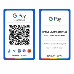 Google Pay card front and back displayed side by side
