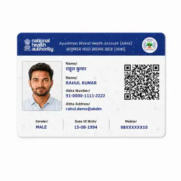 Close-up of the glossy health ID card PVC with water droplets