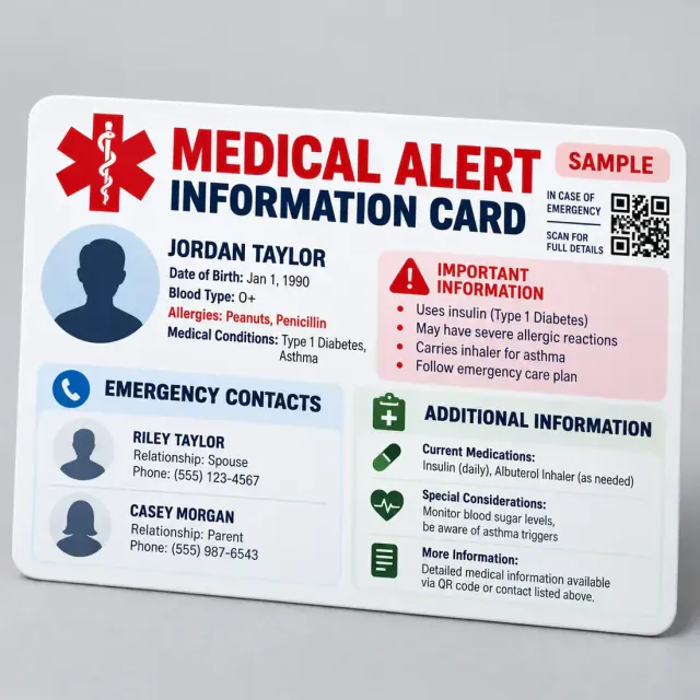 Medical Alert Information Card Printing