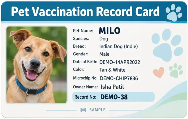 Pet Vaccination Record Card Printing