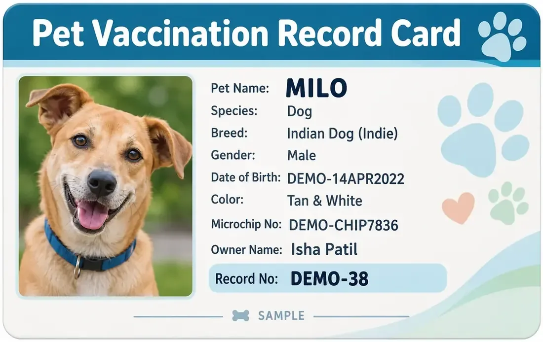 Pet Vaccination Record Card Printing